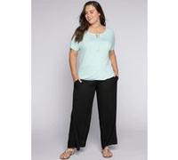 Schlupfhose SHEEGO "Große Größen", Damen, Gr. 46, Normalgrößen, schwarz, Obermaterial: 100% Viskose (LENZING ECOVERO), casual, lang, Hosen, mit Smokbund und Taschen (88878045-46) schwarz