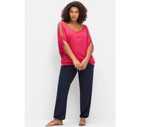 Schlupfhose SHEEGO, Damen, Gr. 46, Normalgrößen, blau (marine), 95% Viskose, 5% Elasthan, unifarben, Hosen Schlupfhose (38156102-46) marine