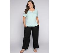 Schlupfhose SHEEGO "Große Größen", Damen, Gr. 46, Normalgrößen, schwarz, Obermaterial: 100% Viskose (LENZING ECOVERO), casual, lang, Hosen, mit Smokbund und Taschen (88878045-46) schwarz