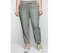 Schlupfhose SHEEGO, Damen, Gr. 48, Normalgrößen, braun (eukalyptus), 55% Leinen, 45% Viskose, unifarben, Hosen Schlupfhose (83906405-48) eukalyptus