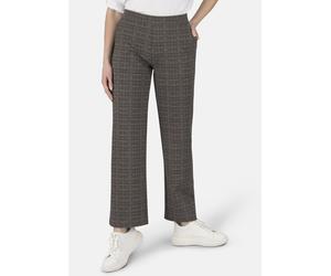 Schlupfhose STOOKER WOMEN "Mary Jersey Wide leg fit Schlupfhose", Damen, Gr. 40, Länge 30, braun (braun check), Jersey, 67% Viskose, 27% Polyamid, 6% Elasthan, weit lang, Hosen Schlupfhose, Wide Leg F