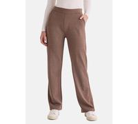 Schlupfhose STOOKER WOMEN "Mary Jersey Wide leg fit Schlupfhose", Damen, Gr. 42, Länge 30, braun (sand herringbone), Jersey, 67% Viskose, 27% Polyamid, 6% Elasthan, weit lang, Hosen Schlupfhose, Wide 