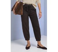 Schlupfhose STREET ONE, Damen, Gr. 38, Länge 28, braun (schwarz coffee (länge 28)), Web, Obermaterial: 55% Polyester, 21% Baumwolle, 21% Lyocell, 3% Elasthan, Hosen Schlupfhose (27528405-38) schwarz c