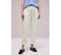 Schlupfhose STREET ONE, Damen, Gr. 42, Länge 28, beige (sanftes weiß), Web, Obermaterial: 98% Baumwolle, 2% Elasthan, bequem knöchelfrei, Hosen Schlupfhose, Barrel Leg Hose in Papertouch-Qualität (812