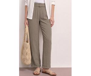 Schlupfhose STREET ONE, Damen, Gr. 46, Länge 30, beige (schwarz beige (länge 30)), Web, Obermaterial: 75% Viskose, 22% Nylon, 3% Leinen, Leinenoptik, bequem knöchelfrei, Hosen Schlupfhose, Leinenoptik