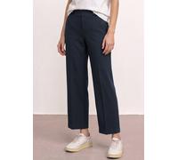 Schlupfhose STREET ONE "mit geradem Bein", Damen, Gr. 42, Länge 30, blau (shadowed navy), Web, Obermaterial: 65% Viskose, 30% Polyamid, 5% Elasthan, unifarben, normal lang, Hosen Schlupfhose, Punto di
