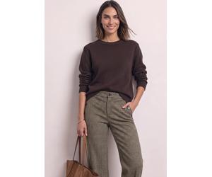 Schlupfhose STREET ONE "Style Amalia", Damen, Gr. 46, Länge 30, sanded amber, Web, Obermaterial: 83% Polyester, 15% Viskose, 2% Elasthan. Futter: 100% Polyester, kariert, straight fit lang, Hosen Schl