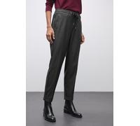 Stoffhose STREET ONE, Damen, Gr. 44, Länge 28, anthrazit melange, Stoff, 62% Polyester, 33% Viskose, 5% Elasthan, unifarben, loose fit normal, Hosen Stoffhose, mit Tape (57873730-44) anthrazit melange