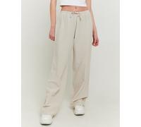 Schlupfhose TALLY WEIJL "SPALIMELANY", Damen, Gr. 36, N-Gr, pale stone, Web, Obermaterial: 48% Viskose, 40% Baumwolle, 12% Leinen, unifarben, weit lang, Hosen Schlupfhose, Viskosemischung, weit (94397