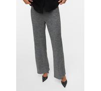 Schlupfhose VERO MODA "VMBERLIN MY MW WIDE PRINT PANT NOOS", Damen, Gr. L (40), Länge 30, schwarz (schwarz detail:salt and pepper), Web, Obermaterial: 95% Polyester, 5% Elasthan, loose fit normal, Hos