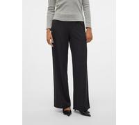 Schlupfhose VERO MODA "VMBERLIN MY MW WIDE PRINT PANT NOOS", Damen, Gr. M (38), Länge 30, schwarz (obsidian stripes:oatmeal pinstripes), Web, Obermaterial: 95% Polyester, 5% Elasthan, gestreift, loose
