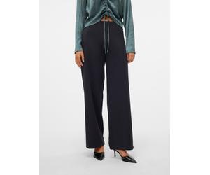 Schlupfhose VERO MODA "VMBERLIN ZAMIRA MW WIDE PANT NOOS", Damen, Gr. M (38), Länge 32, blau (blau graphite), Milano Rib, Obermaterial: 95% Polyester, 5% Elasthan, unifarben, loose fit normal, Hosen S
