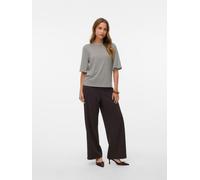 Schlupfhose VERO MODA "VMBERLIN ZAMIRA MW WIDE PANT NOOS", Damen, Gr. M, Länge 30, chocolate torte, Milano Rib, Obermaterial: 95% Polyester, 5% Elasthan, unifarben, loose fit normal, Hosen Schlupfhose