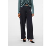 Schlupfhose VERO MODA "VMBERLIN ZAMIRA MW WIDE PANT NOOS", Damen, Gr. S (36), Länge 34, blau (blau graphite), Milano Rib, Obermaterial: 95% Polyester, 5% Elasthan, unifarben, loose fit normal, Hosen S