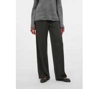 Schlupfhose VERO MODA "VMBERLIN ZAMIRA MW WIDE PANT NOOS", Damen, Gr. XS (34), Länge 34, grau (peat), Milano Rib, Obermaterial: 95% Polyester, 5% Elasthan, unifarben, loose fit normal, Hosen Schlupfho