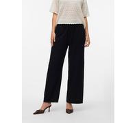 Schlupfhose VERO MODA "VMCAIA MW WIDE PANT WVN NOOS", Damen, Gr. L (40), N-Gr, schwarz, Web, Obermaterial: 90% Baumwolle, 10% Leinen, unifarben, lang, Hosen Schlupfhose, Baumwollmischung, oversize, mi