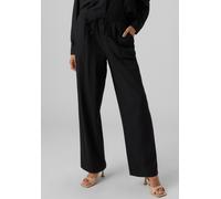 Schlupfhose VERO MODA "VMJESMILO HW WIDE PANTS WVN NOOS", Damen, Gr. L (40), N-Gr, schwarz, Web, Obermaterial: 55% Viskose, 45% Leinen, unifarben, normal normal, Hosen Schlupfhose, mit Seitentaschen (