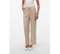Schlupfhose VERO MODA "VMJESMILO HW WIDE PANTS WVN NOOS", Damen, Gr. XS (34), N-Gr, silber (silber lining stripes:a. obsidian), Web, Obermaterial: 55% Viskose, 45% Leinen, gestreift, normal normal, Ho