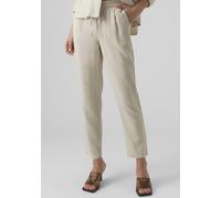 VERO MODA Damen Legere Leinen Stoffhose Casual Schlupfhose Lockere Ankle Pants, Farben:Beige-2, Größe:L