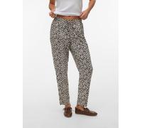 Schlupfhose VERO MODA "VMJESMILO MW ANKLE PANTS WVN NOOS", Damen, Gr. S (36), N-Gr, beige (silber lining aop:sus leo obsidian), Web, Obermaterial: 55% Viskose, 45% Leinen, bedruckt, regular fit knöche