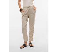 Schlupfhose VERO MODA "VMJESMILO MW ANKLE PANTS WVN NOOS", Damen, Gr. XL (42), N-Gr, silber (silber lining detail:a. obsidian), Web, Obermaterial: 55% Viskose, 45% Leinen, unifarben, regular fit knöch