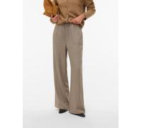 Schlupfhose VERO MODA "VMMELANEY HW LOOSE PANT WVN GA NOOS", Damen, Gr. M (38), N-Gr, beige (brindle), Web, Obermaterial: 100% Polyester, unifarben, loose fit lang, Hosen Schlupfhose, Kunstfaser, loos