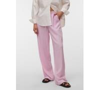 Schlupfhose VERO MODA "VMROSIE MW WIDE PANT NOOS", Damen, Gr. M (38), Länge 32, pirouette stripes:weiß pinstripes, Web, Obermaterial: 85% Viskose, 15% Leinen, gestreift, oversize lang, Hosen Schlupfho