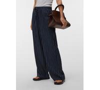 Schlupfhose VERO MODA "VMROSIE MW WIDE PANT NOOS", Damen, Gr. XS (34), Länge 32, sky captain stripes:weiß pinstripes, Web, Obermaterial: 85% Viskose, 15% Leinen, gestreift, oversize lang, Hosen Schlup