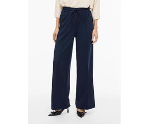 Schlupfhose VILA "VICLUA HW WIDE PANTS-NOOS", Damen, Gr. L (40), N-Gr, blau (navy blazer), Milano Rib, Obermaterial: 95% Polyester, 5% Elasthan, unifarben, relaxed fit normal, Hosen Schlupfhose, Mater