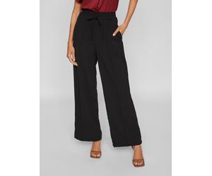 Schlupfhose VILA "VICLUA HW WIDE PANTS-NOOS", Damen, Gr. L (40), N-Gr, schwarz beauty, Milano Rib, Obermaterial: 95% Polyester, 5% Elasthan, unifarben, relaxed fit normal, Hosen Schlupfhose, Materialm