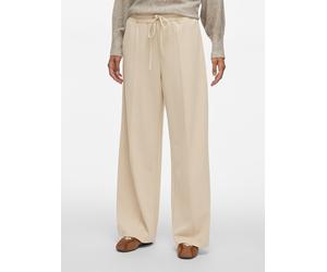 Schlupfhose VILA "VICLUA HW WIDE PANTS-NOOS", Damen, Gr. S (36), N-Gr, beige (feather gray), Milano Rib, Obermaterial: 95% Polyester, 5% Elasthan, unifarben, relaxed fit normal, Hosen Schlupfhose, Mat