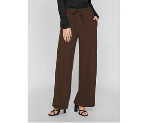 Schlupfhose VILA "VICLUA HW WIDE PANTS-NOOS", Damen, Gr. S (36), N-Gr, braun (coffee bean), Milano Rib, Obermaterial: 95% Polyester, 5% Elasthan, unifarben, relaxed fit normal, Hosen Schlupfhose, Mate