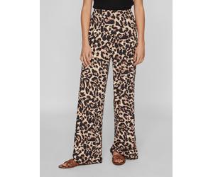 Schlupfhose VILA "VILEOA RW WIDE PANTS - NOOS", Damen, Gr. XS (34), N-Gr, schwarz (schwarz aop:leo), Web, Obermaterial: 90% Polyester, 10% Elasthan, bedruckt, loose fit lang, Hosen Schlupfhose (612057