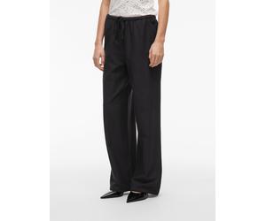 Schlupfhose VILA "VIPRISILLA RW PANTS - NOOS", Damen, Gr. 44, N-Gr, schwarz (schwarz beauty), Web, Obermaterial: 50% Viskose, 40% Baumwolle, 10% Leinen, unifarben, loose fit knöchellang, Hosen Schlupf