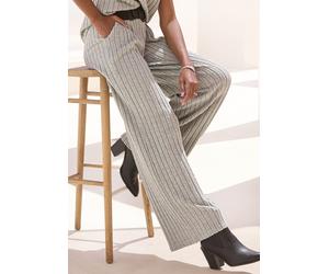 Schlupfhose VIVANCE "aus kuscheliger Rippware mit flauschigem Griff", Damen, Gr. 34, N-Gr, beige (grau meliert), Jersey, Obermaterial: 94% Polyester, 6% Elasthan, meliert, figurumspielend hüftlang, Ho