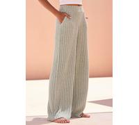 Schlupfhose VIVANCE "aus kuscheliger Rippware mit flauschigem Griff", Damen, Gr. 36, N-Gr, grau (salbeigrün meliert), Jersey, Obermaterial: 94% Polyester, 6% Elasthan, meliert, figurumspielend hüftlan