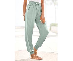 Schlupfhose VIVANCE, Damen, Gr. 34, N-Gr, grün (mint), Web, Obermaterial: 55% Leinen, 45% Viskose, unifarben, figurumspielend lang, Hosen Schlupfhose, aus leicht strukturierter Webware (63527653-34) m