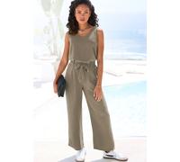 Schlupfhose VIVANCE "mit weitem Bein und bequemer Passform", Damen, Gr. 36, N-Gr, grün, Web, Obermaterial: 100% Polyester, unifarben, figurumspielend knöchelfrei, Hosen Schlupfhose, mit elastischem Bu