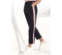 Schlupfhose VIVANCE, Damen, Gr. 34, N-Gr, lila (schwarz, mauve), Jersey, Obermaterial: 95% Polyester, 5% Elasthan, unifarben mit Farbeinsatz, figurumspielend knöchellang, Hosen, mit sportlichen Kontra