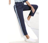 Schlupfhose VIVANCE, Damen, Gr. 36, N-Gr, blau (marine, blau), Jersey, Obermaterial: 95% Polyester, 5% Elasthan, unifarben mit Farbeinsatz, figurumspielend knöchellang, Hosen, mit sportlichen Kontrast