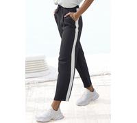 Schlupfhose VIVANCE "mit lockerem Bein", Damen, Gr. 40, N-Gr, schwarz-weiß (schwarz, weiß), Jersey, Obermaterial: 95% Polyester, 5% Elasthan, unifarben mit Farbeinsatz, figurumspielend knöchellang, Ho