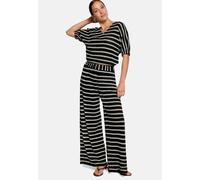 Schlupfhose ZERO "Damen gerader Schnitt", Damen, Gr. 42, Normalgrößen, schwarz-weiß (schwarz, cream), Obermaterial: 76% Polyester, 17% Viskose, 7% Baumwolle. Futter: 70% Viskose, 30% Polyester, gerade