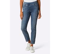 Schlupfjeans ASCARI, Damen, Gr. 19, Kurzgrößen, blau (blau, stone, washed), 50% Baumwolle, 40% Lyocell, 7% Elastomultiester, 3% Elasthan, unifarben, lang, Jeans Schlupfjeans (55602025-19) blau, stone,
