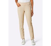 Schlupfjeans ASCARI, Damen, Gr. 25, Kurzgrößen, beige (sand), 54% Baumwolle, 37% Lyocell, 6% Elastomultiester, 3% Elasthan, unifarben, lang, Jeans Schlupfjeans (52430713-25) sand