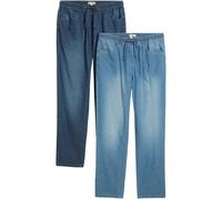 Schlupfjeans BONPRIX, Herren, Gr. 56, N-Gr, blau denim, hellblau denim, Denim/Jeans, Obermaterial: 100% Baumwolle, klassisch, Jeans Schlupfjeans, klassischer Schnitt, aus reiner Baumwolle, mit Washed-