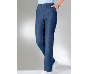 Schlupfjeans CLASSIC BASICS, Damen, Gr. 50, Normalgrößen, blau (blau, stone, washed), 100% Baumwolle, unifarben, lang, Jeans Schlupfjeans (752369-50) blau, stone, washed