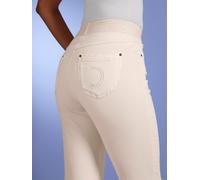 Schlupfjeans CREATION L PREMIUM, Damen, Gr. 24, Kurzgrößen, weiß (ecru), 56% Baumwolle, 31% Modal, 10% Polyester, 3% Elasthan, unifarben, lang, Jeans Schlupfjeans (34935860-24) ecru