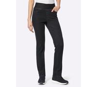 Schlupfjeans HEINE, Damen, Gr. 44, Normalgrößen, schwarz (schwarz denim), 81% Baumwolle, 17% Polyester, 2% Elasthan, unifarben, lang, Jeans Schlupfjeans (24512954-44) schwarz denim