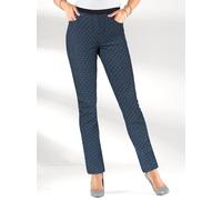 Schlupfjeans INSPIRATIONEN, Damen, Gr. 19, Kurzgrößen, blau (dunkelblau, bedruckt), 78% Baumwolle, 20% Polyester, 2% Elasthan, unifarben, lang, Jeans Schlupfjeans (75645814-19) dunkelblau, bedruckt