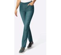 Schlupfjeans INSPIRATIONEN, Damen, Gr. 195, Extrakurzgrößen, grün (petrol), 76% Baumwolle, 22% Polyester, 2% Elasthan, unifarben, lang, Jeans Schlupfjeans (57354316-195) petrol
